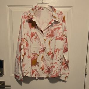 Pink and Gold Marble Print Blouse